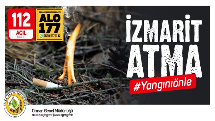 Orman yangınları ile mücadele hepimizin görevi.  İzmaritini atma, #YangınıÖnle