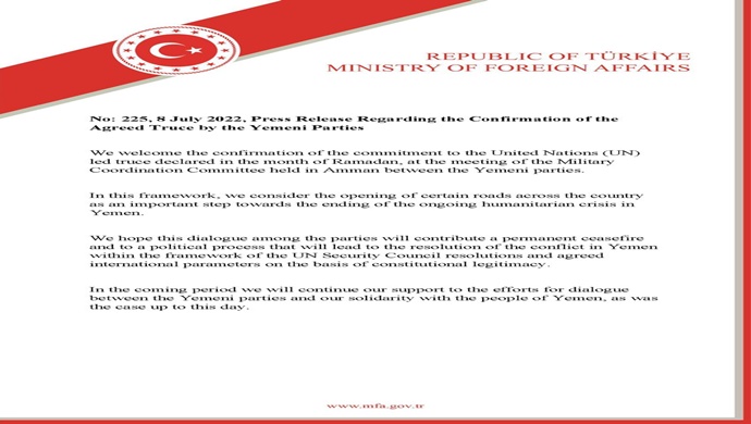 Press Release Regarding the Confirmation of the Agreed Truce by the Yemeni Parties